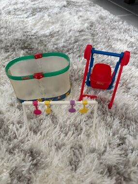 Barbie Fisher-Price Red, Blue & Green Baby Swing Playset with Mobile Gym